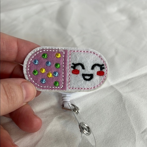 Cute Smiling Badge Reel with Colorful Dots - Picture 1 of 5